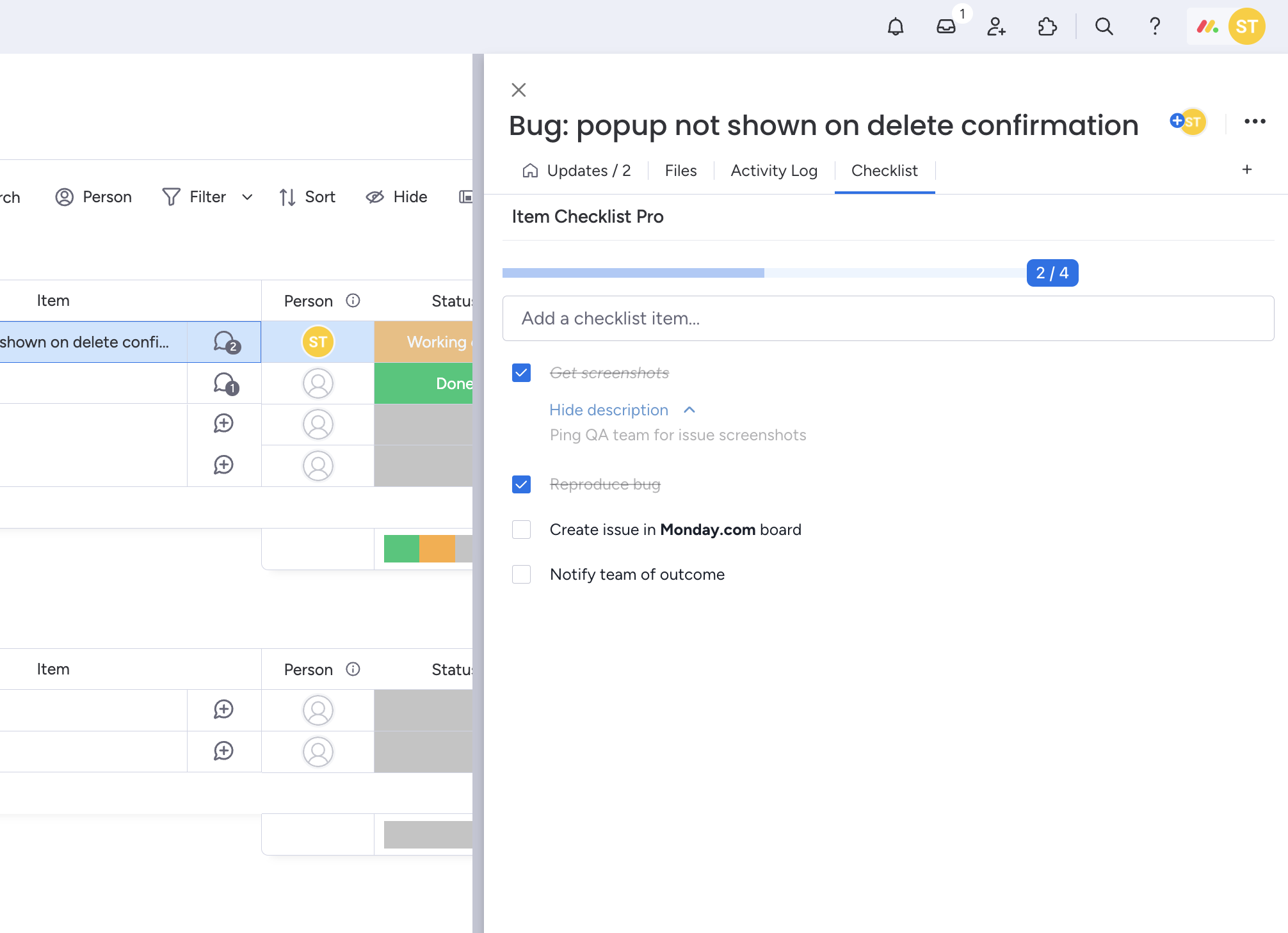 Item Checklist Pro Interface