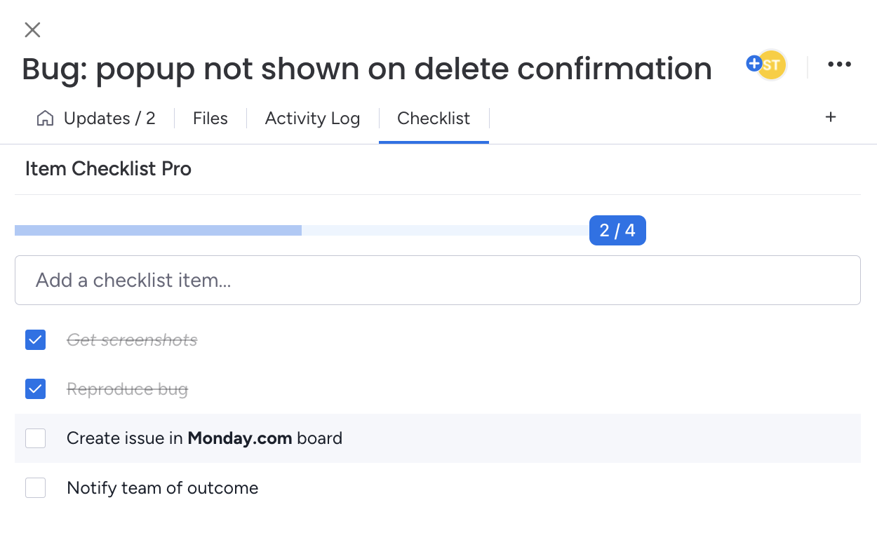 Item Checklist Pro Interface